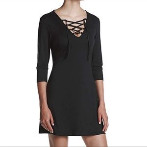 Bebop black shift dress with lace up v neck Super soft EUC
